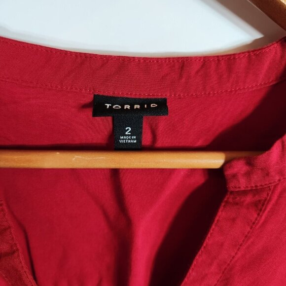 Torrid Red Emma Babydoll Tunic Blouse Long Sleeve Size 2 - Picture 5 of 10